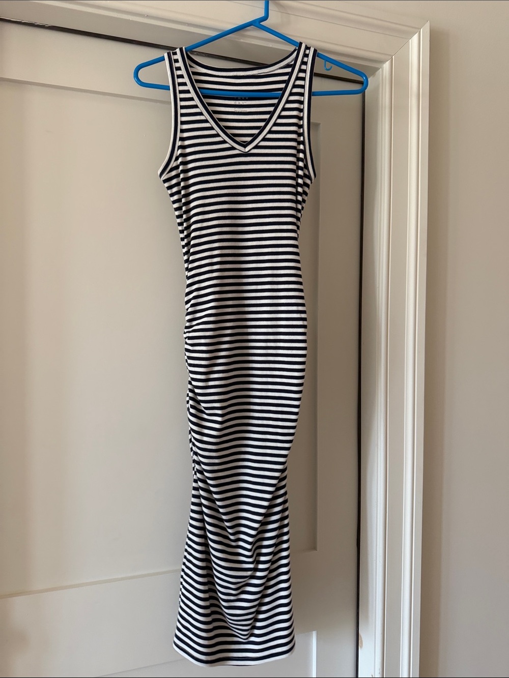 Target Navy and White Striped V-Neck Midi Dress